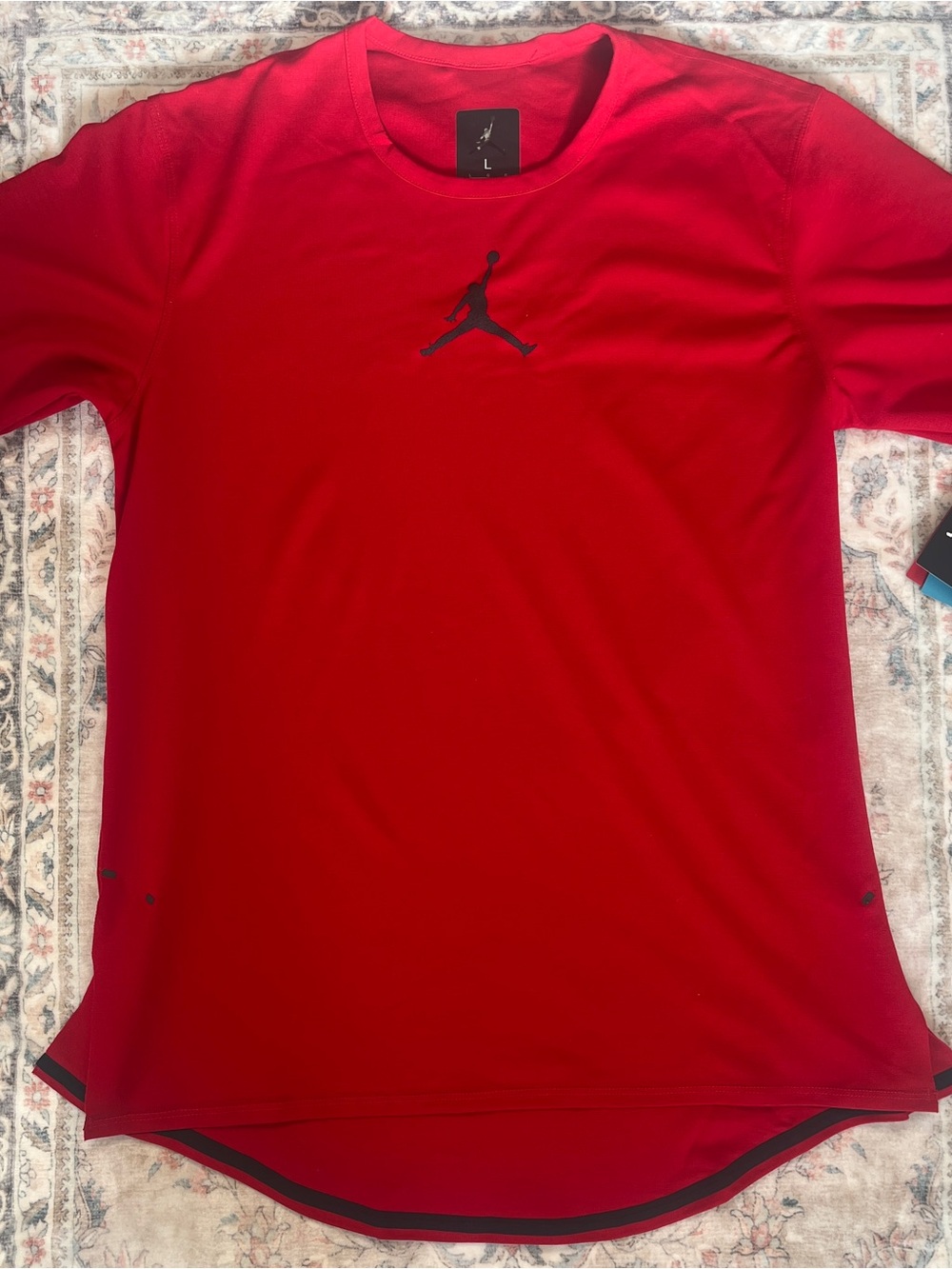 Nike Red Jordan Short Sleeve Performance Tee with Jumpman Logo